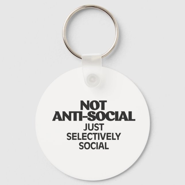Selectively Social Statement Typography Design Key Ring (Front)