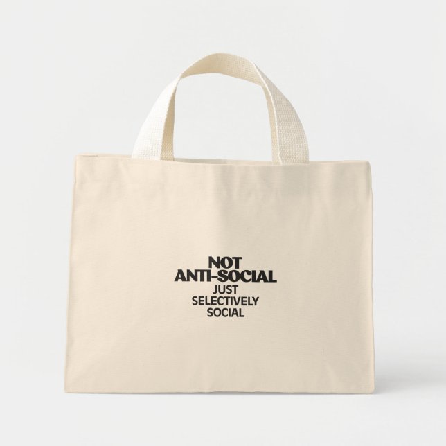 Selectively Social Statement Typography Design Mini Tote Bag (Front)