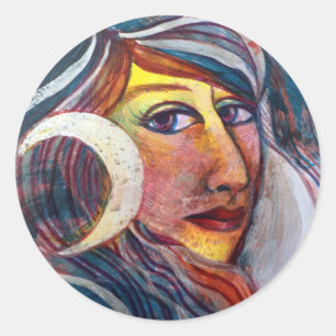 Selene Moon Goddess MoonChild Classic Round Sticker