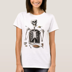 Seleton enjoying a meal exaggerated expressions T-Shirt
