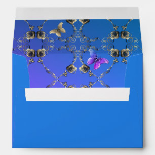 Self Addressed Romantic Rose & Cerulean Envelope