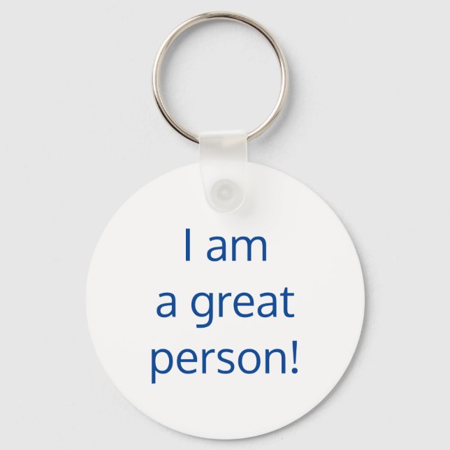 Self-affirming, White & Blue Key Ring (Front)