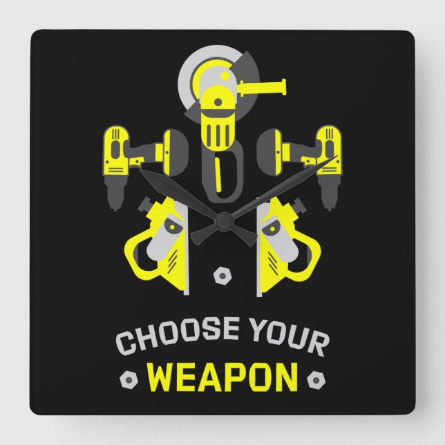 Self-Build DIY Man Square Wall Clock (Front)