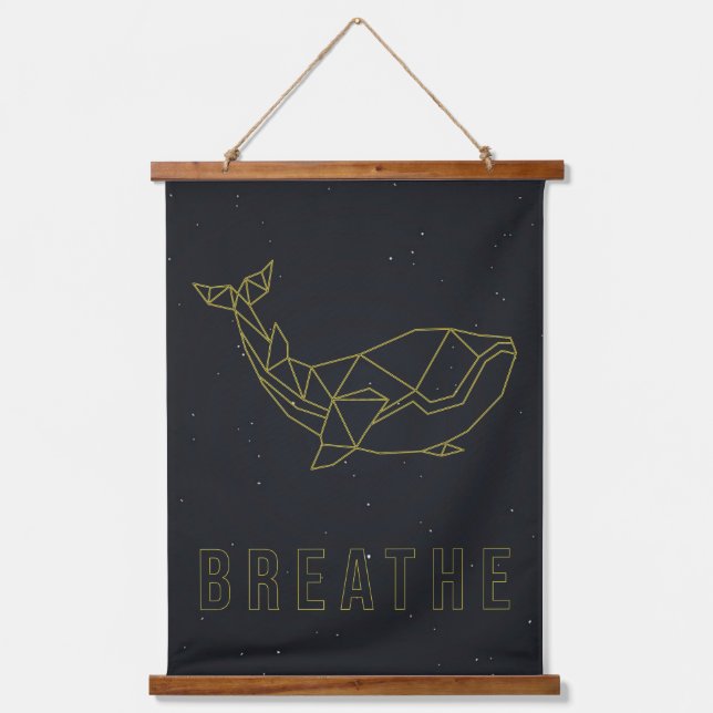 Self-care affirmation poster origami whale breath hanging tapestry (Front)