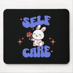 Self Care American Traditional Rose Bunny Sticker Mouse Pad