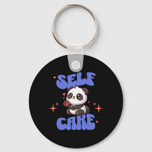 Self Care American Traditional Rose Panda Sticker  Key Ring