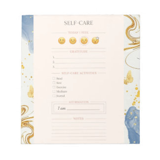 Self Care blush pink Planner gold luxury watercolo Notepad