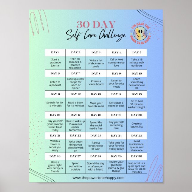 SELF CARE CHALLENGE POSTER (Front)