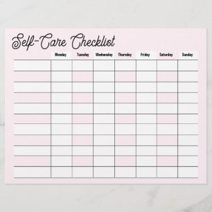 Self-Care Checklist Custom Letterhead