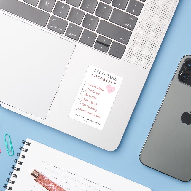 SELF-CARE CHECKLIST STICKER (Laptop w/ iPhone)
