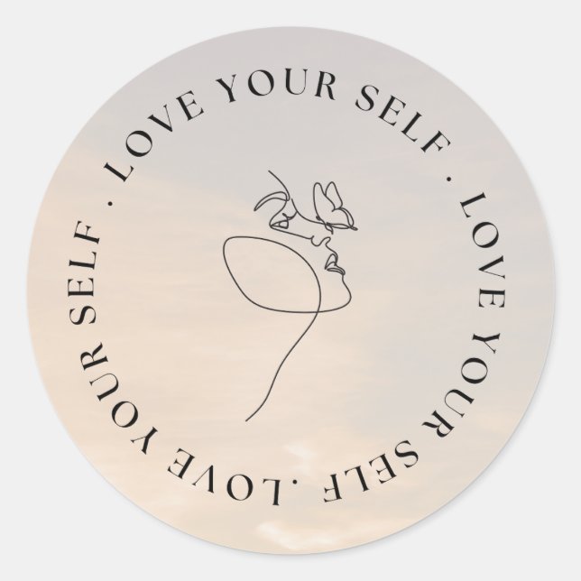 Self-Care Classic Round Sticker (Front)