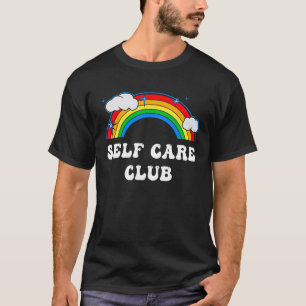 Self Care Club Cute Rainbow Mental Health Yoga Med T-Shirt