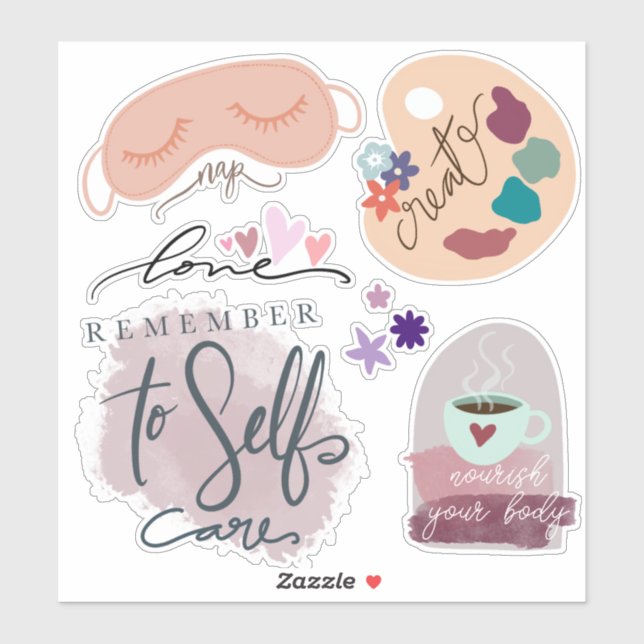 self care Custom-Cut Vinyl Stickers (Sheet)