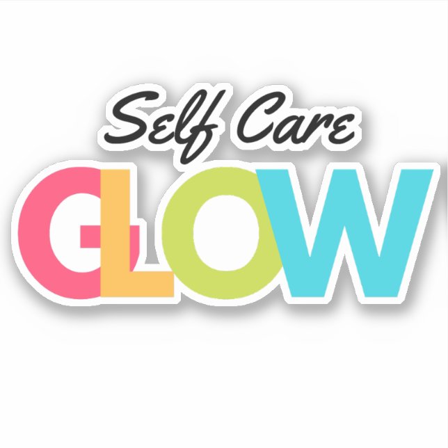 Self Care Glow Mental Health Journal Cute Sticker (Front)
