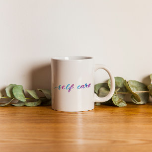 Self care - pink and blue coffee mug
