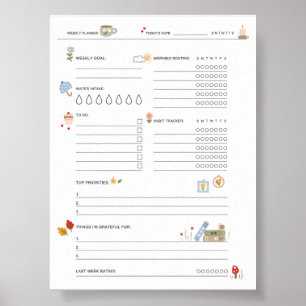 Self-Care Planner for Busy Moms Cozy Wellness Poster