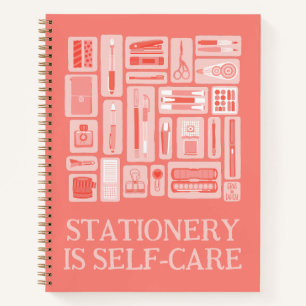 Self-Care Quote Coral Red Art Supplies Notebook