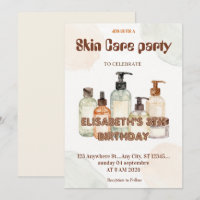Self-Care Skin Care Party Invitation Relax & Glow