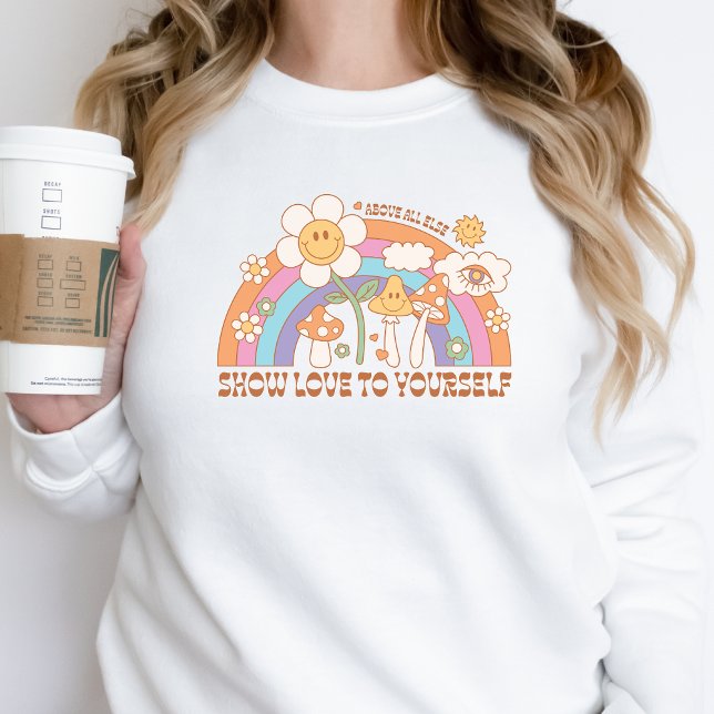 Self Care Sweatshirt Trendy Retro Good Vibes Women (Creator Uploaded)