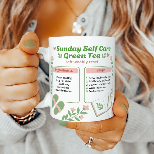 Self Care Weekly Reset Green Tea Recipe Coffee Mug (Creator Uploaded)