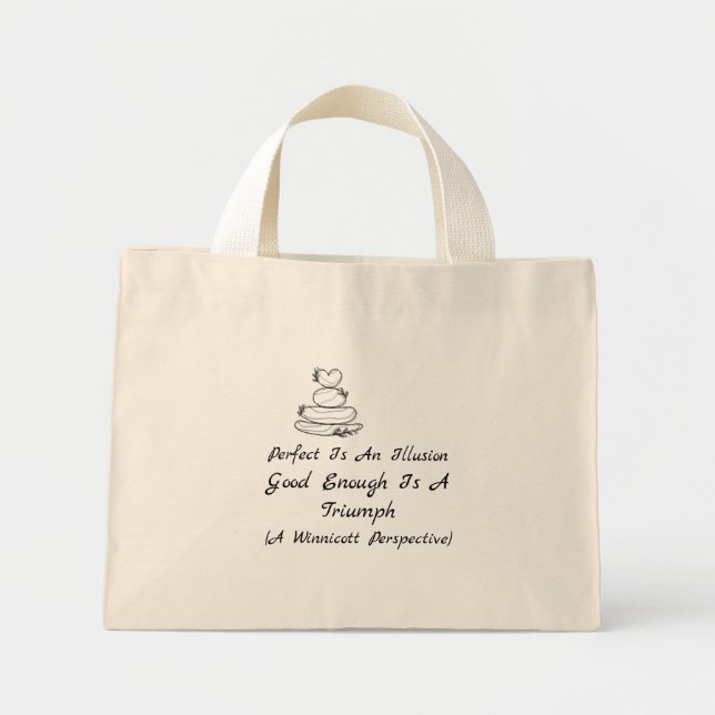 Self-Compassion Quote  Winnicott Self-Love Mini Tote Bag (Front)