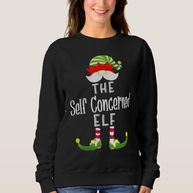 Self Concerned Elf Group Christmas Pajama Party Sweatshirt (Front)