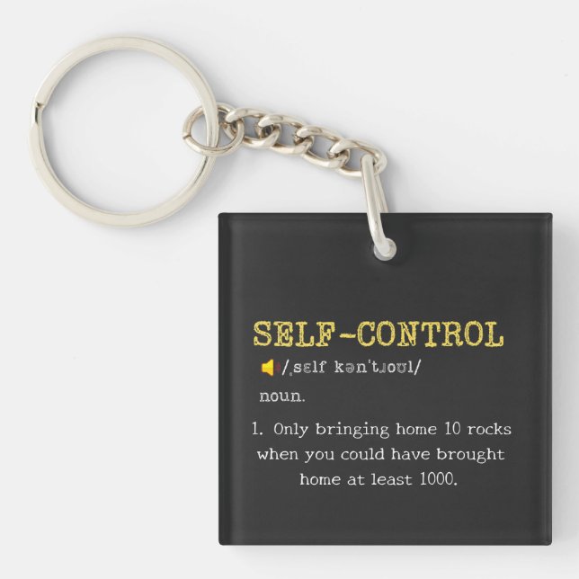 Self Control Definition Funny Personalized Key Ring (Front)