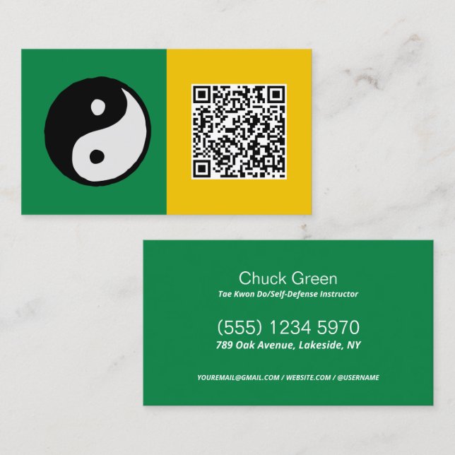 Self-Defence Instructor QR Business Card (Front/Back)