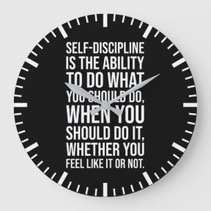Self-Discipline - Gym, Hustle, Success Mindset Large Clock
