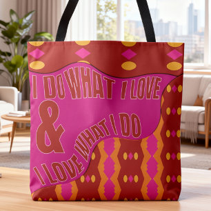 Self Expression Brown Pink Patterned Tote Bag