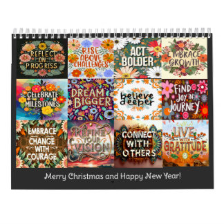 SELF-GOAL QUOTE CLASSIC BOHO THEMED YEARLY  CALENDAR