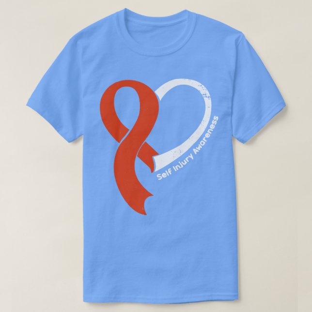 Self Injury Awareness Hope Love Heart Ribbon Happy T-Shirt (Design Front)