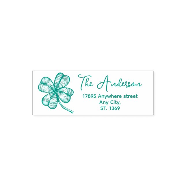 Self Inking Return Address Stamp with lucky clover (Design)