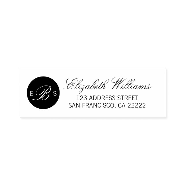 Self Inking Stamp Monogram Address Label (Design)