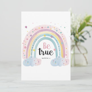Self Love Affirmation Cute Pastel Be True Rainbow Invitation