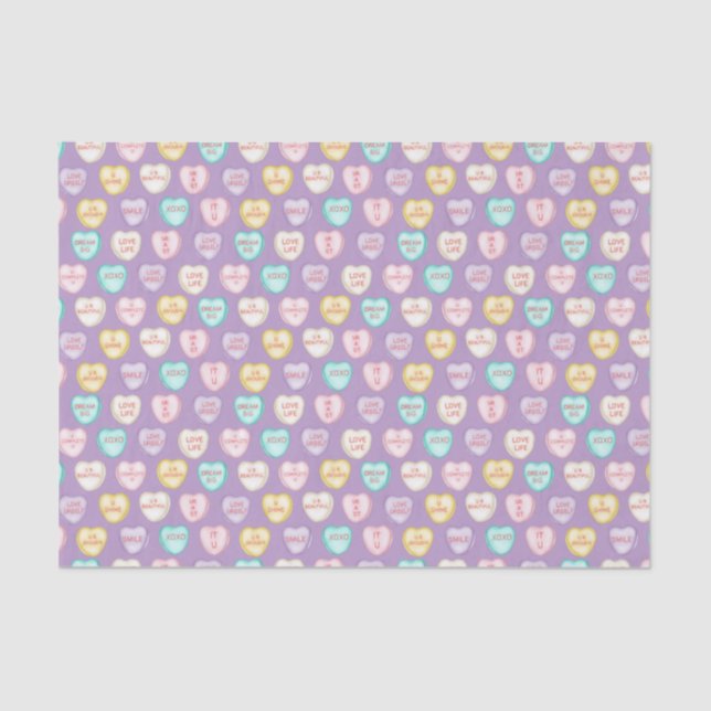 Self Love Candy Hearts - Purple Tissue Paper (Front)