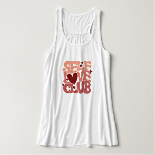 "Self Love Club" Retro Pink Groovy Graphic Singlet