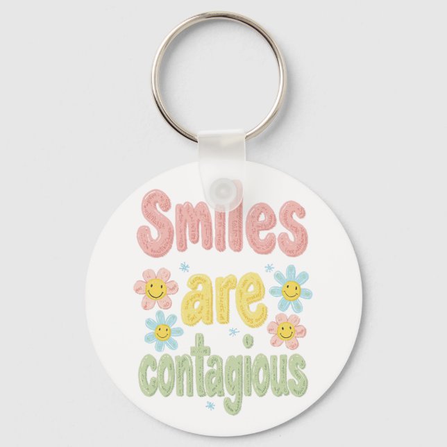 Self Love Club Retro Smiley Face Graphic Art Key Ring (Front)