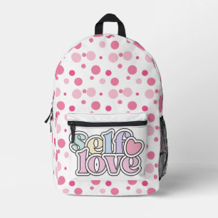 Self love cute pink polka dots printed backpack