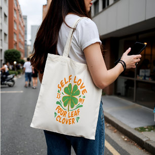 Self Love Four Leaf Clover Tote Bag - Customizable