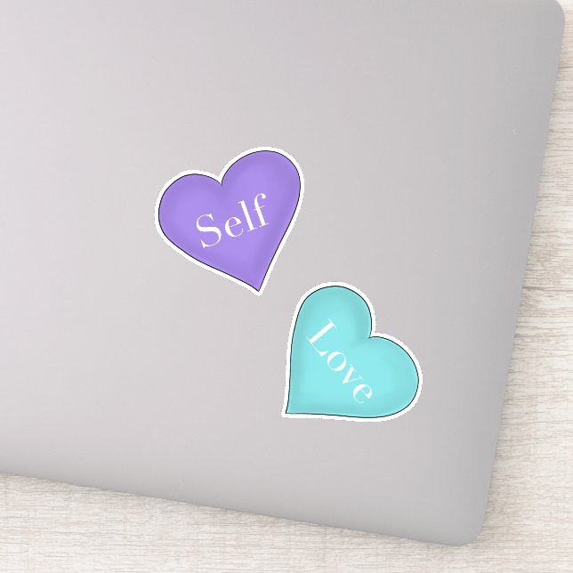 Self Love in Purple and Teal Hearts (Detail)