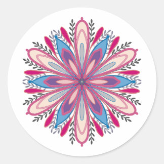 Self-love mandala flowers classic round sticker