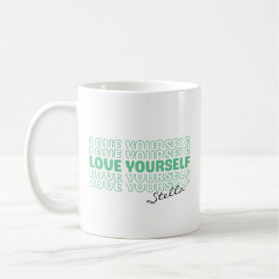 Self Love Mint Wavy Retro Custom Name Text Coffee Mug