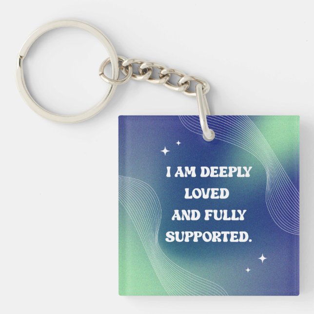 Self Love, Motivational, Inspirational Quote Key Ring (Front)