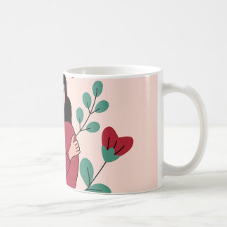 Self-Love Mug – Girl Hugging Herself Illustration 