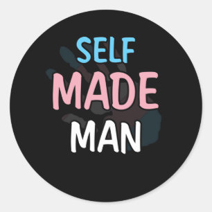 Self Made Man Transman LGBT Trans Pride Flag Gift Classic Round Sticker