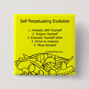 Self Perpetuating Evolution on Yellow 15 Cm Square Badge