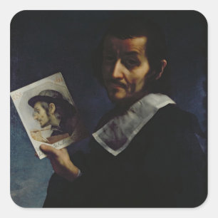 Self Portrait, 1674 (oil on canvas) Square Sticker