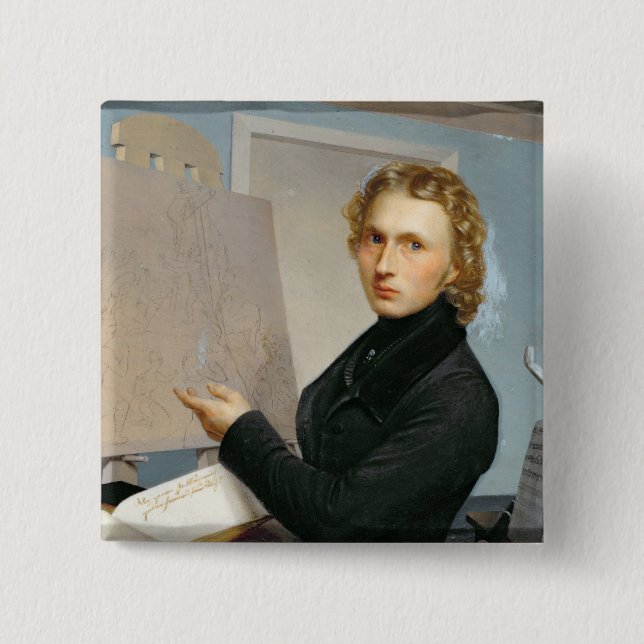 Self Portrait, 1822 15 Cm Square Badge (Front)
