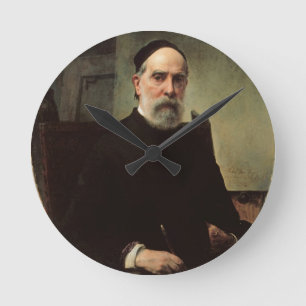 Self Portrait, 1878 (oil on canvas) Round Clock